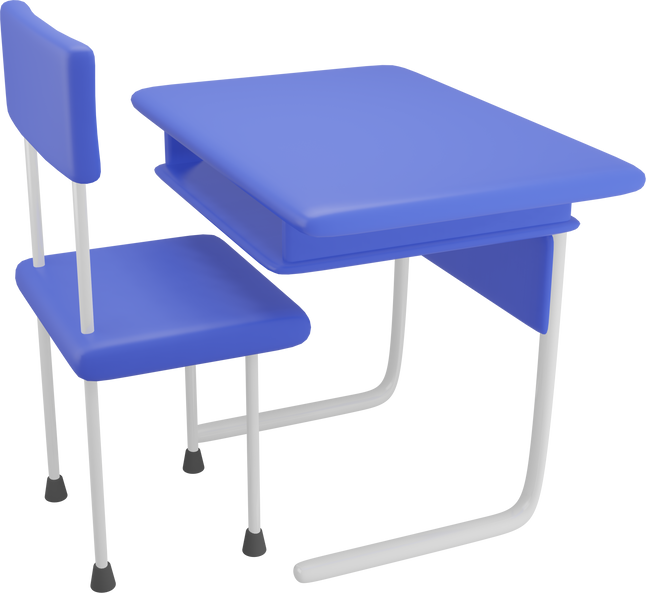 3d School desk and chair